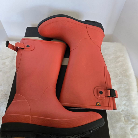 Women's Bogs Amanda II Tall Rain Boots US 7 Red-Orange Black - Picture 4 of 10